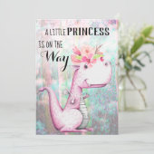 Invitation *~* Lavender Dragon rose Baby shower bébé fille (Debout devant)