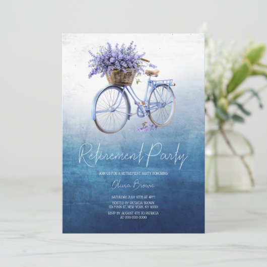 Invitation Lavender Dreams, Floral Bicycle Retirement Party (Debout devant)