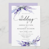 Invitation Lavender Dusty Puple Mariage végétal (Devant / Derrière)