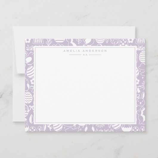 Invitation Lavender Easter Egg Frame Note Card (Devant)