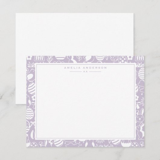 Invitation Lavender Easter Egg Frame Note Card (Devant / Derrière)