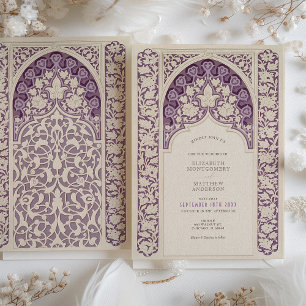 Invitation Lavender Elegance Art Nouveau Mariage dentelle