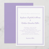 Invitation Lavender Elegant Classic Minimalist Wedding Script (Devant / Derrière)