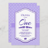 Invitation Lavender Elephants 1er anniversaire (Devant / Derrière)