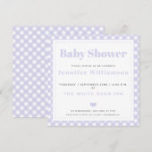 Invitation Lavender En vichy Motif Baby shower (Devant / Derrière)