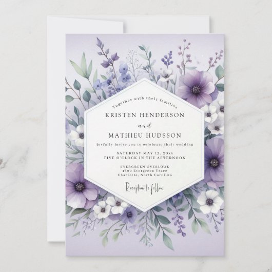 Invitation Lavender Ethereal Botanical Wedding (Devant)
