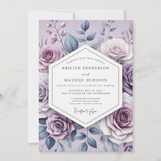 Invitation Lavender Ethereal Flora Wedding (Devant)