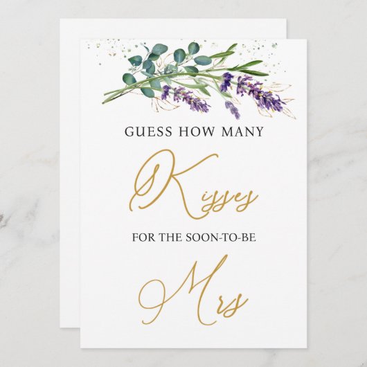 Invitation Lavender Eucalyptus Devine Combien De Baisers Jeu (Devant / Derrière)