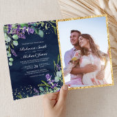 Invitation Lavender Eucalyptus Navy Blue QR Code Wedding