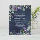 Invitation Lavender Eucalyptus Photo Marine QR Code Mariage (Debout devant)