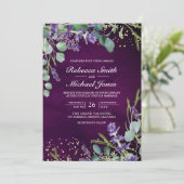 Invitation Lavender Eucalyptus Photo Purple Code QR Mariage (Debout devant)