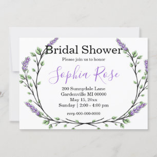 Invitation Lavender Eucalyptus romantique boho douche nuptial