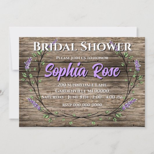 Invitation Lavender Eucalyptus romantique rustique douche nup (Devant)