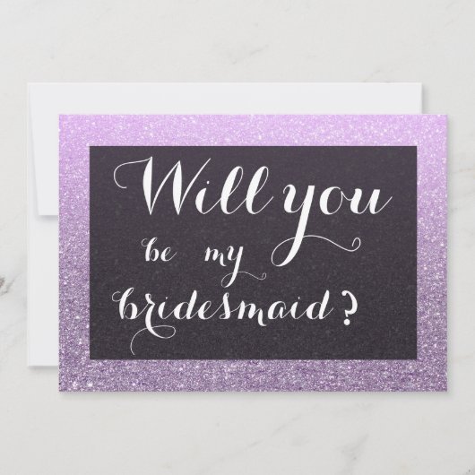 Invitation Lavender Faux Parties scintillant Serez-Vous Ma Fe (Devant)