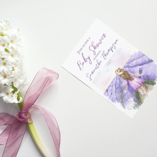 Invitation Lavender Field Fleur violette Provence Baby shower