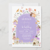 Invitation Lavender Fleur sauvage Fairy 1er anniversaire Invi (Devant)