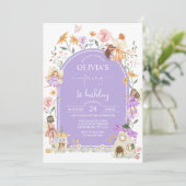 Invitation Lavender Fleur sauvage Fairy 1er anniversaire Invi (Debout devant)
