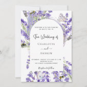 Invitation Lavender floral arche blanche script mariage (Devant)