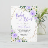 Invitation Lavender Floral Baby dans le Baby shower de fleurs (Debout devant)