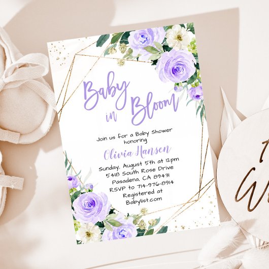 Invitation Lavender Floral Baby dans le Baby shower de fleurs