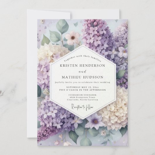 Invitation Lavender Floral Bloom Wedding (Devant)