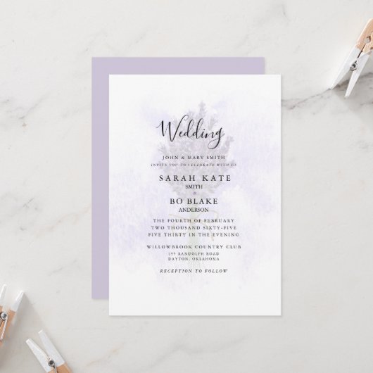 Invitation Lavender Floral Bride Parents Splash Mariage (Devant/Arrière en situation)