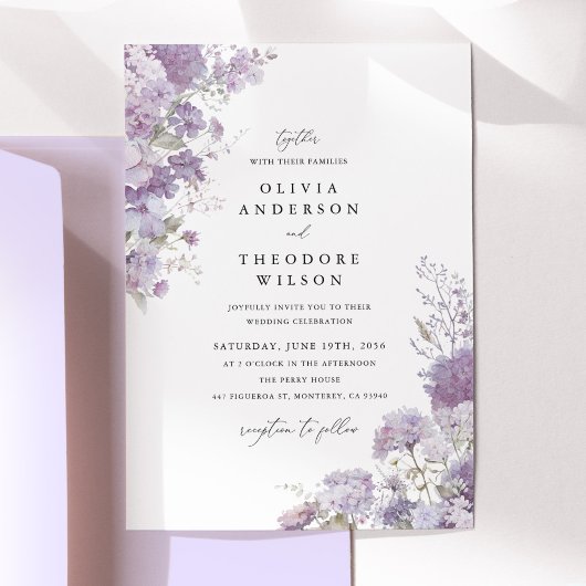 Invitation Lavender Floral Elegant Wedding