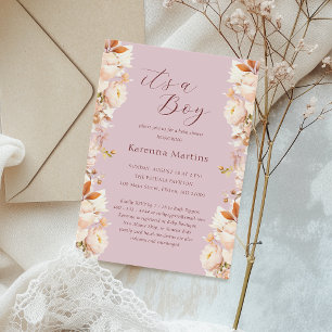 Invitation Lavender Floral Fall C'est un Baby shower garçon