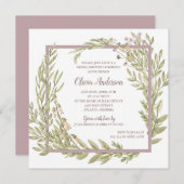 Invitation Lavender Floral Frontière Déjeuner nuptial (Devant / Derrière)