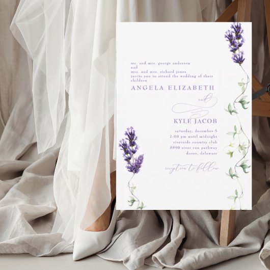 Invitation Lavender Floral Les deux parents Mariage