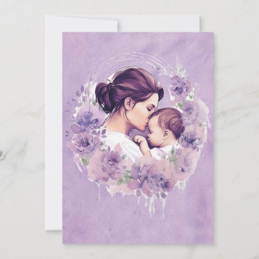 Invitation Lavender Floral maman et moi Baby shower fille (Dos)