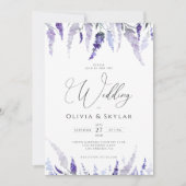 Invitation Lavender Floral Mauve QR Code Tout en un Mariage (Devant)