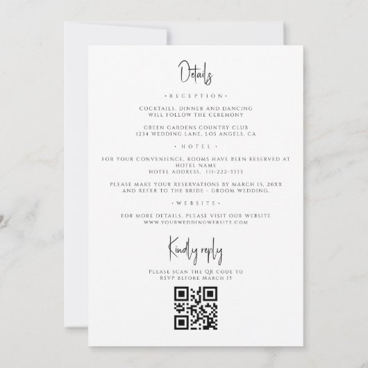 Invitation Lavender Floral Mauve QR Code Tout en un Mariage (Dos)