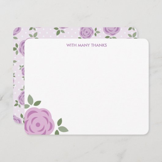 Invitation Lavender Floral Merci Notes (Devant / Derrière)