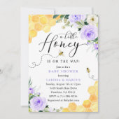 Invitation Lavender Floral Miel Baby shower abeille (Devant)