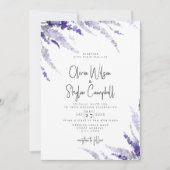 Invitation Lavender Floral Purple QR Code Tout en un Mariage (Devant)