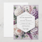 Invitation Lavender Floral Romance Wedding (Devant / Derrière)