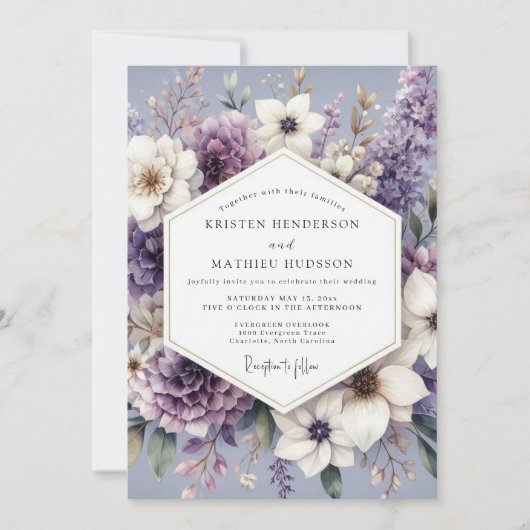 Invitation Lavender Floral Twilight Wedding (Devant)