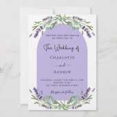 Invitation Lavender florales arche photo violet luxe mariage (Devant)