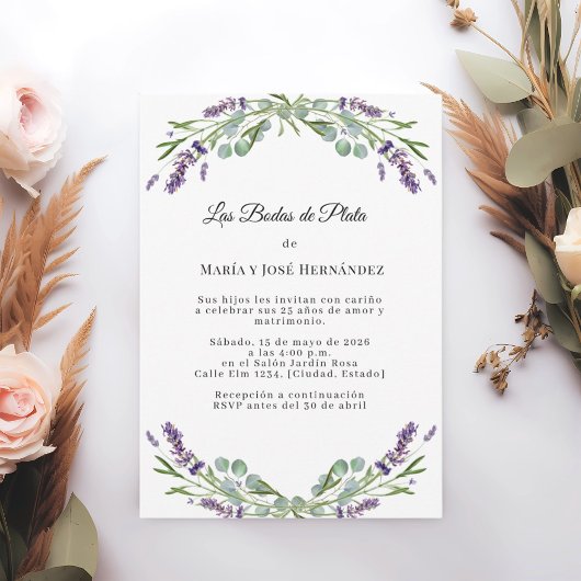 Invitation Lavender Florals Invitación Bodas de Plata