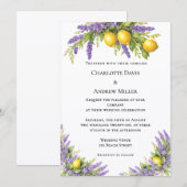 Invitation Lavender florals lemons wedding  (Devant / Derrière)