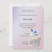 Invitation Lavender Flower Cupcake Birthday   (Devant)