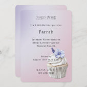 Invitation Lavender Flower Cupcake Birthday   (Devant / Derrière)