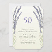 Invitation Lavender Flower Sprigs Jaune 50e anniversaire (Devant)