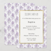 Invitation Lavender Flowers Birthday (Devant / Derrière)