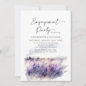 Invitation Lavender Flowers Champ ENGAGEMENT PARTIE QR code (Devant)