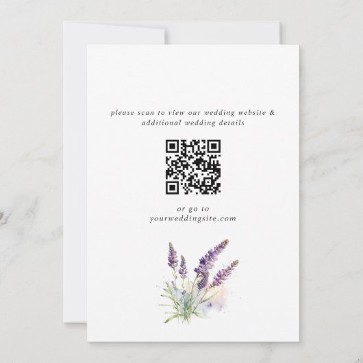 Invitation Lavender Flowers Champ ENGAGEMENT PARTIE QR code (Dos)