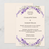 Invitation Lavender flowers champage cream wedding (Devant / Derrière)