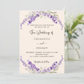 Invitation Lavender flowers champage cream wedding (Debout devant)