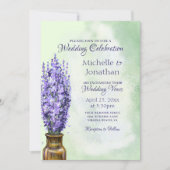 Invitation Lavender Flowers on Sage Green Floral Wedding (Devant)